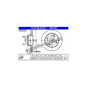 Brzdový kotouč Brzdový kotouč ATE 24.0109-0145 (AT 409145) - HONDA