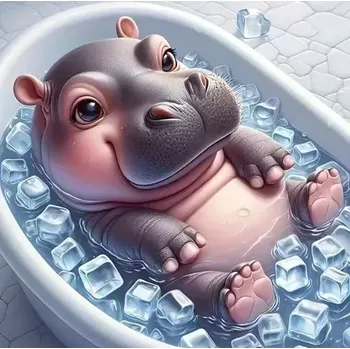 Diamantové malování Diamantové malování/Homfun - Hrošík ve vaně + perleťové kamínky