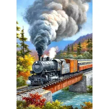 Diamantové malování Diamantové malování/Homfun - Vlak na mostíku