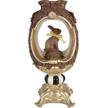 Hnědo-zlatá velikonoční dekorace čokoládové vajíčko se zajíčkem uvnitř Zoete Pasen – 30 cm