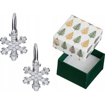 Náušnice Stříbrné Náušnice Vánoční se Zirkony Sněhové Vločky Sněhové Vločky Rhodiované