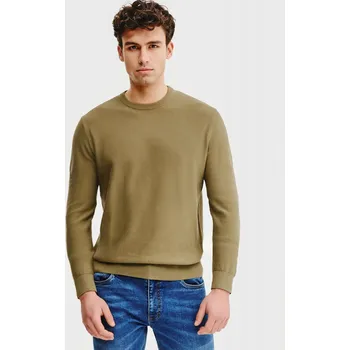 Pánský svetr Olivový bavlněný pánský svetr O-neck Pako Lorente vel XXL