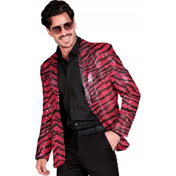 Sako pánské flitrované se zvířecím motivem tygra, fuchsiová barva, XL