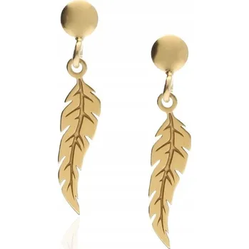 Náušnice Zlaté náušnice pírka, jemné peříčka, puzetky, stříbro 925 KRABIČKA