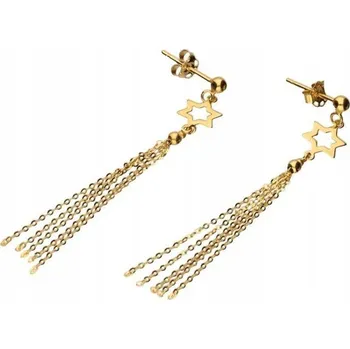 Náušnice Zlaté náušnice 585 visací řetízky hvězdičky