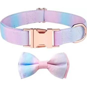 Obojek pro psa TopTechnology Obojek pro domácí zvířata s odnímatelnou mašlí v růžovém zlatě, velikost: S 1.5x28-40cm (Fantasy Gradient)