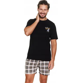 Doctor Nap Pánské pyžamo PMB 7231 černé s krátkým rukávem, velikost XXL