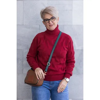 Dámský svetr N.EVERY DAY Elegantní svetr PAULINE [6155] Barva: Vínová, Velikost: L/XL