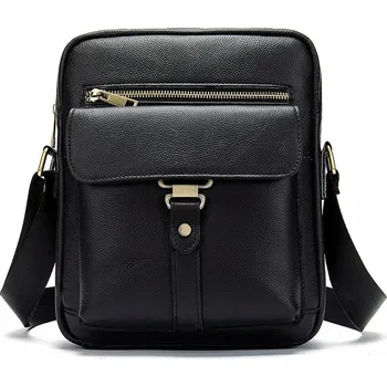 Taška přes rameno na dokumenty a tablet - pravá kůže - černá barva