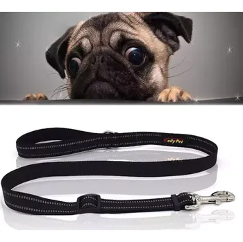 Vodítko pro psa TopTechnology Vodítko pro psy z nylonu s nočním odrazem, velikost M, černé, nastavitelná délka 100-140 cm