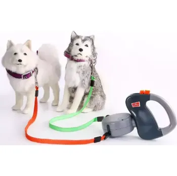 Vodítko pro psa TopTechnology Kreativní automatické vodítko pro domácí mazlíčky se dvěma hlavami (šedé)
