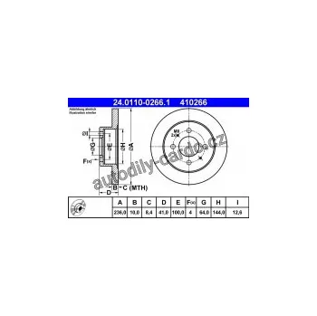 Brzdový kotouč Brzdový kotouč ATE 24.0110-0266 (AT 410266) - MITSUBISHI
