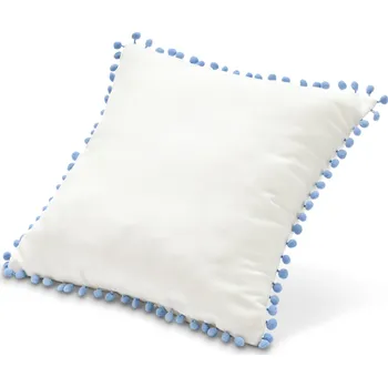 Dekorativní polštářek 638878 - Tchibo - Venkovní polštářek se střapci - barva: modrá