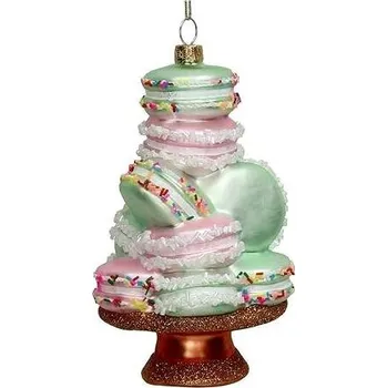 Vánoční dekorace COLMORE BY DIGA Vánoční ozdoba tác s makronkami zeleno-růžovými