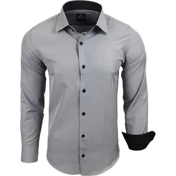 Pánská košile RUSTY NEAL košile pánská R-44 dlouhý rukáv slim fit L šedá