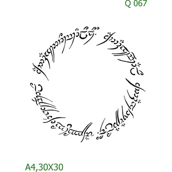 Plastová šablona pro malování - Srdce a věnečky - Nápis v kruhu Pán prstenů (Q068) - 30 x 30 cm , Nelepící folie