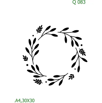 Plastová šablona pro malování - Srdce a věnečky - Věneček z rostliny (Q083) - A4 , Nelepící folie