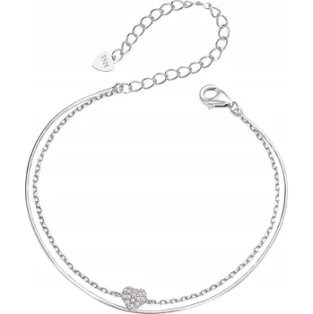 Náramek Stříbrný náramek dámský dvojitý s motivem srdce Stříbro 925 Trusky