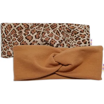 Kojenecký body BABY NELLYS Dětské čelenky Gepard, sada 2 kusů - hnědá, gepard, vel. 92/98 (Vel. 92/98, barva: gepard/hnědá)
