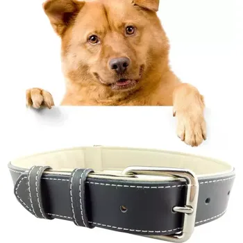 Obojek pro psa TopTechnology Kožený obojek pro psy - Velikost L, 2,5 * 51 cm (Černý)