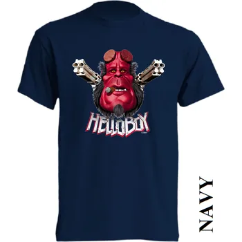Pánské tričko levne-bavlnene-tricko-potisk-Hellboy Barva: Navy - tmavě modrá, velikost: XL