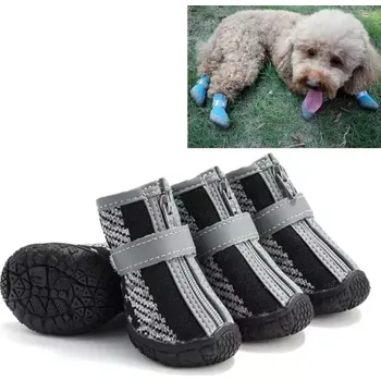 Obleček pro psa TopTechnology 4 ks/nepružné odolné psí boty pro domácí zvířata - černé šedé (4.8x5.3cm)