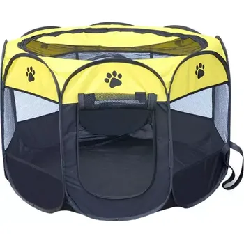 Pelíšek pro psa TopTechnology Voděodolný psí stan Fashion Oxford, skládací osmiúhelníkový výběh pro domácí mazlíčky, M, 91 x 91 x 58cm (Žlutý)
