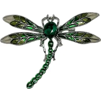 Brož Bižuterní brož vážka zelená