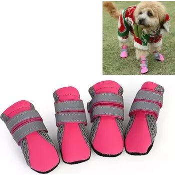 Obleček pro psa TopTechnology 4v1 boty pro domácí zvířata - psí boty velikost M (růžové) pro malé a střední psy