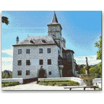 Diamantové malování Painting Queens Diamantové malování Hrad Rožmberk, 60 × 80 cm, bez rámu, hranaté