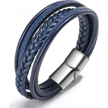 Náramek Tmavě modrý pletený náramek s magnetickým zapínáním, 23 cm