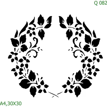 Plastová šablona pro malování - Srdce a věnečky - Věneček z rostlin (Q082) - A4 , Nelepící folie