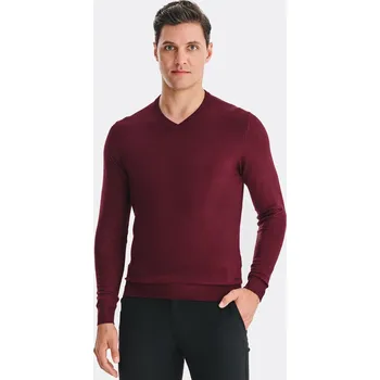 Pánský svetr Pako lorente svetr červený s výstřihem do V, velikost XXL