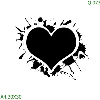Plastová šablona pro malování - Srdce a věnečky - Srdce (Q073) - 30 x 30 cm , Nelepící folie