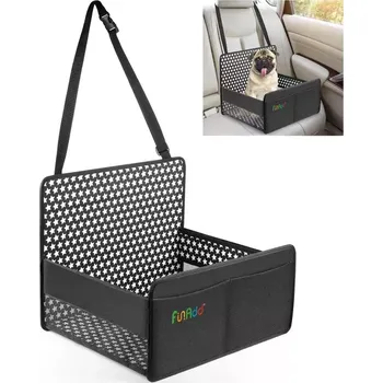 přepravka pro zvíře TopTechnology FunAdd Prodyšný a Skládací Pes Auto Košík na Sedadlo Antiskluzová Voděodolná Podložka (Černá)