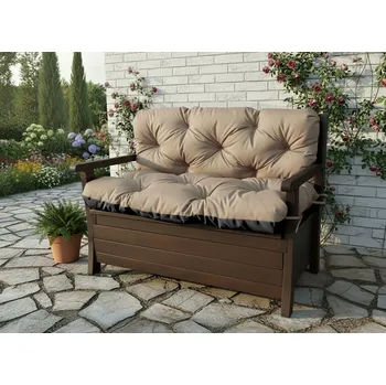 Zahradní lavice Prošívané sezení JONAS color 21 BÉŽOVÁ různé rozměry, polstr na zahradní lavici - sedák s opěrkou, Mybesthome Rozměr: 120x60x50 cm