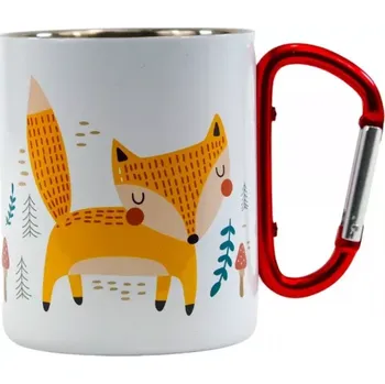 Kempingové nádobí Green Smile termohrnek s karabinou – Lišky z knížky