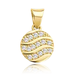 4569 MINET Elegantní zlatý přívěsek kolečko s bílými zirkony Au 585/1000 1,10g