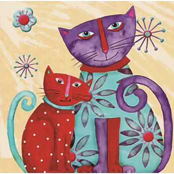 Obraz Diamantová mozaiková výšivka Mandala 2 Kočky 30x40 cm