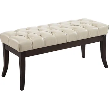 Chesterfield lavice Bleech - umělá kůže - tmavý rám - 100 cm | krémová