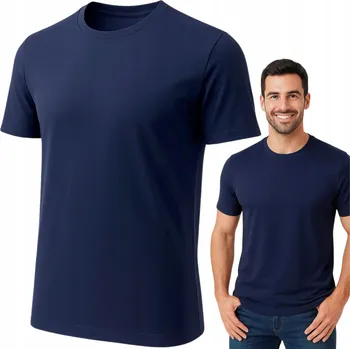Pánské tričko BAVLNA 100% Spodní tričko KRÁTKÝ RUKÁV TMAVĚ MODRÁ