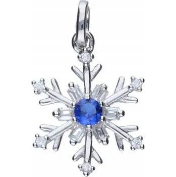 Přívěsek Vločka Sněhová Přívěsek Stříbrný Rhodiovaný se Zirkony Sněhová Vločka Na Řetízek