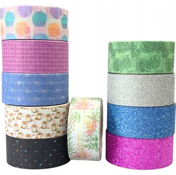 Lepicí páska WASHI PÁSKA DEKORAČNÍ SADA 10 KUSŮ