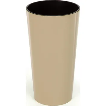 Květináč Květináč plast béžový Lamela 14 cm x 14 x 26 cm