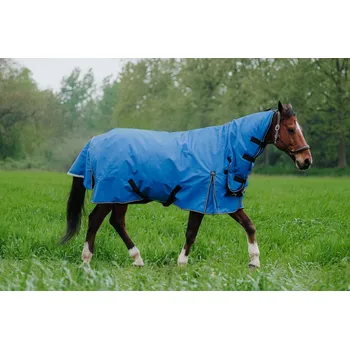 Deka pro koně EQUITHÈME Deka výběhová Tyrex Combo Aisance Equithème, s krkem, 300 g, royal blue Délka zad: 165 cm