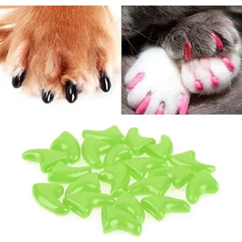 Kosmetika pro psa TopTechnology 20 ks silikonové měkké uzávěry na drápky koček - zelené, velikost S