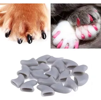 Hračka pro kočku TopTechnology 20ks silikonové měkké kryty na drápy pro kočky - šedé, velikost S