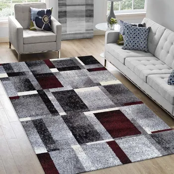 Koberec Koberec s geometrickými vzory v červeno-šedé barevné kombinaci Šířka: 80 cm | Délka: 150 cm