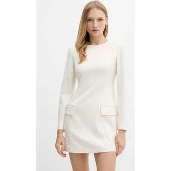 Dámské šaty Šaty z vlněné směsi Armani Exchange béžová barva, mini, přiléhavé, XW000661 AF16142 XW000661.AF16142 01X, vel. 36