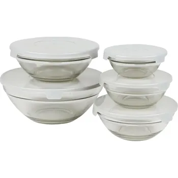 DOCHTMANN Sada skleněných misek s víkem 5 ks mix barev